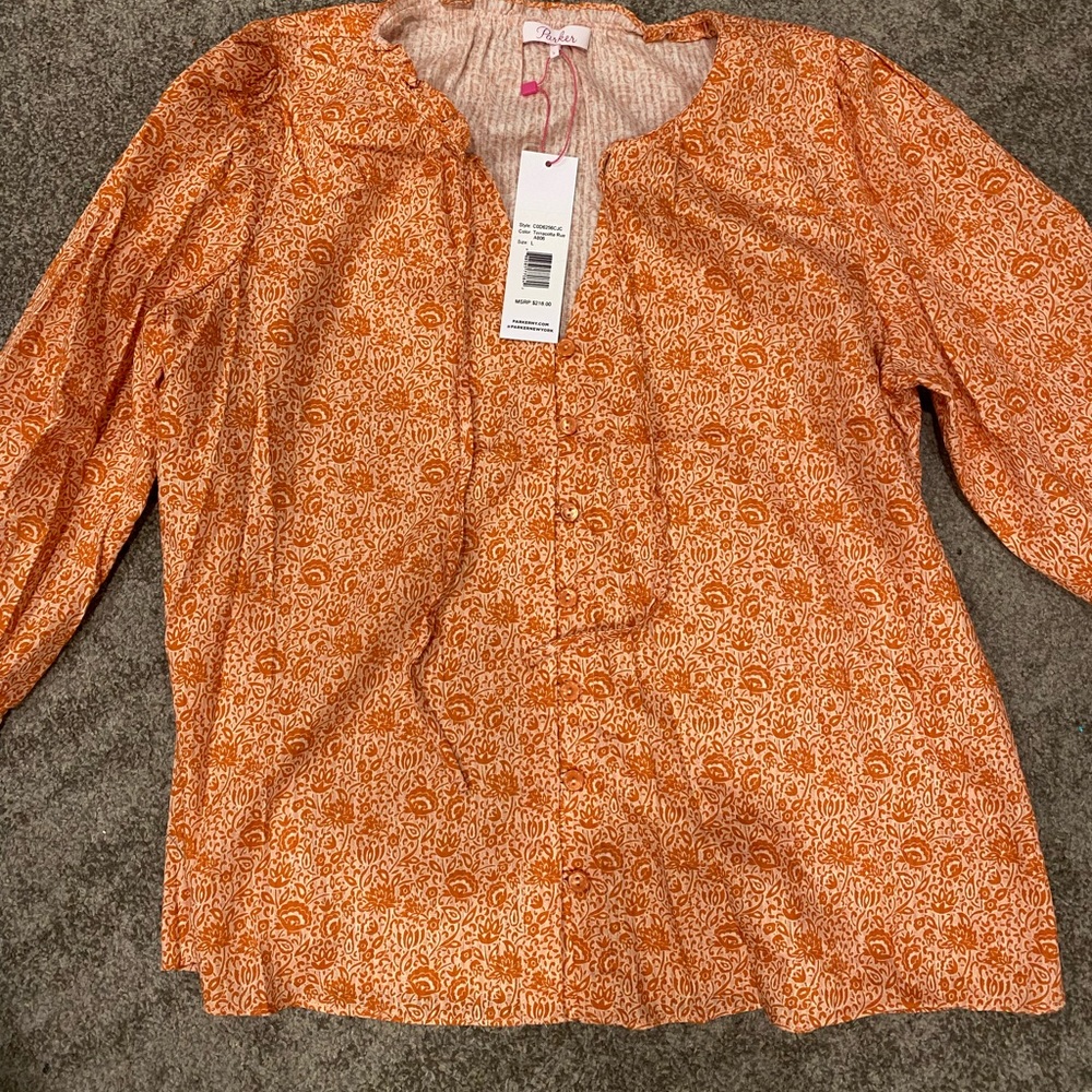 Parker terracotta cotton buttoned shirt